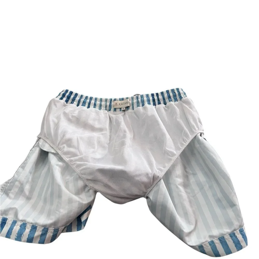 Katama EMERSON II - BRUSH STROKE IN SURF BLUE Swim Trunks XL